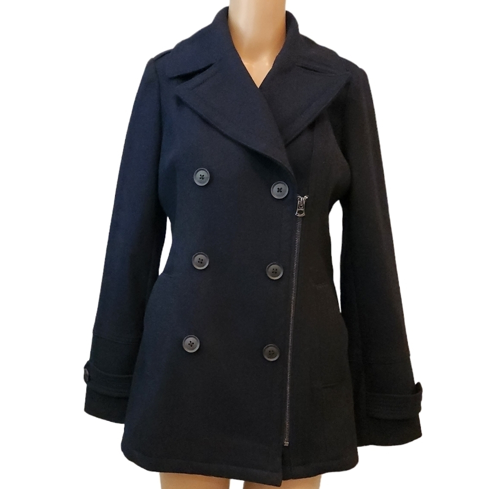 Lucky‎ Brand wool-blend navy pea coat.
